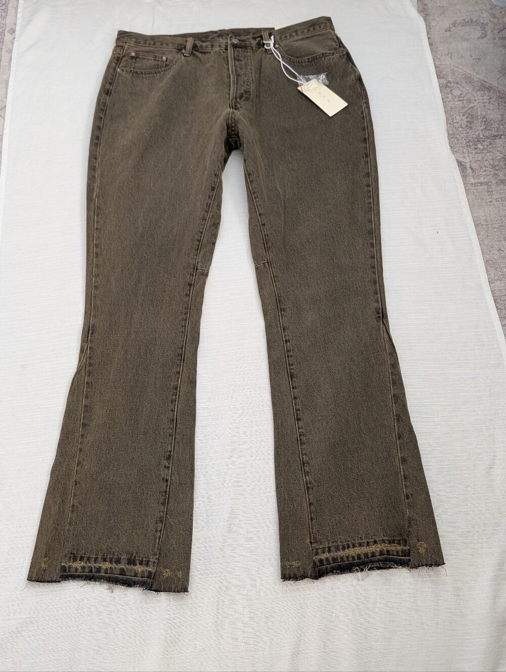 NWT MNML Gray Brown Flare Denim Jeans Mens 38